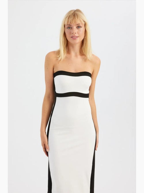 Abito midi senza spalline color block hiccup - Kiabi Abito midi senza spalline color block hiccup - Kiabi