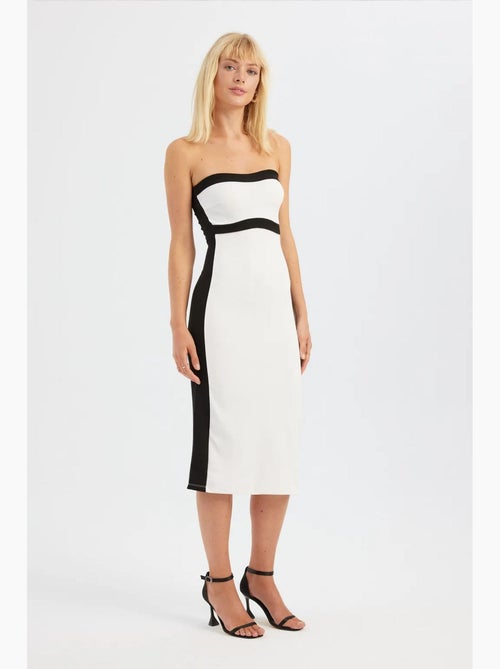 Abito midi senza spalline color block hiccup - Kiabi Abito midi senza spalline color block hiccup - Kiabi