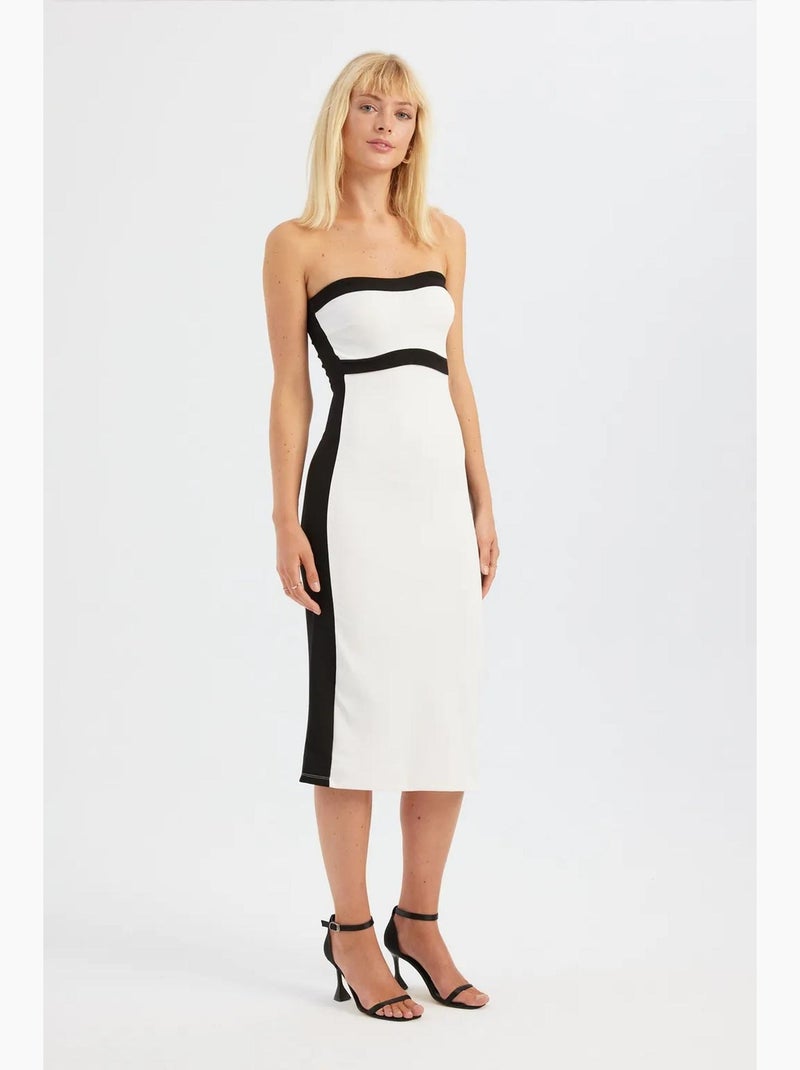 Abito midi senza spalline color block hiccup Bianco - Kiabi