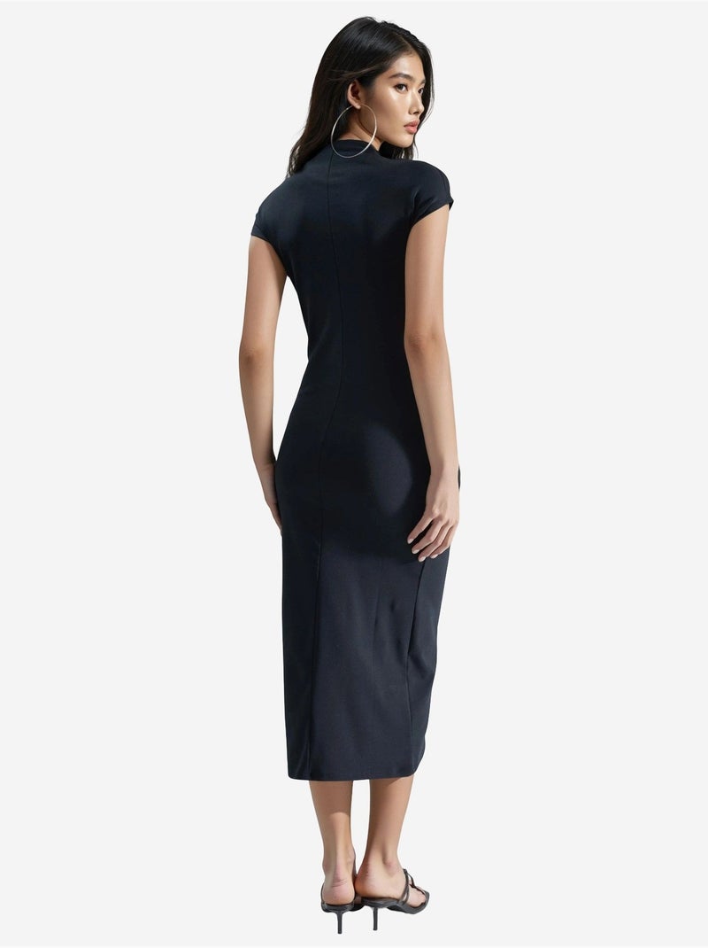 Abito midi slim fit con girocollo busem Nero - Kiabi