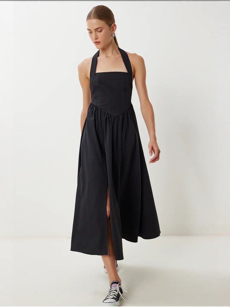 Abito midi slim fit con scollo quadrato istanbul Nero - Kiabi