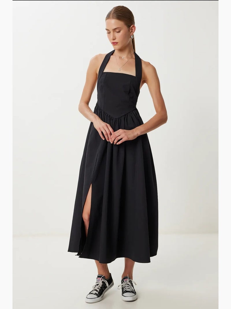 Abito midi slim fit con scollo quadrato istanbul Nero - Kiabi