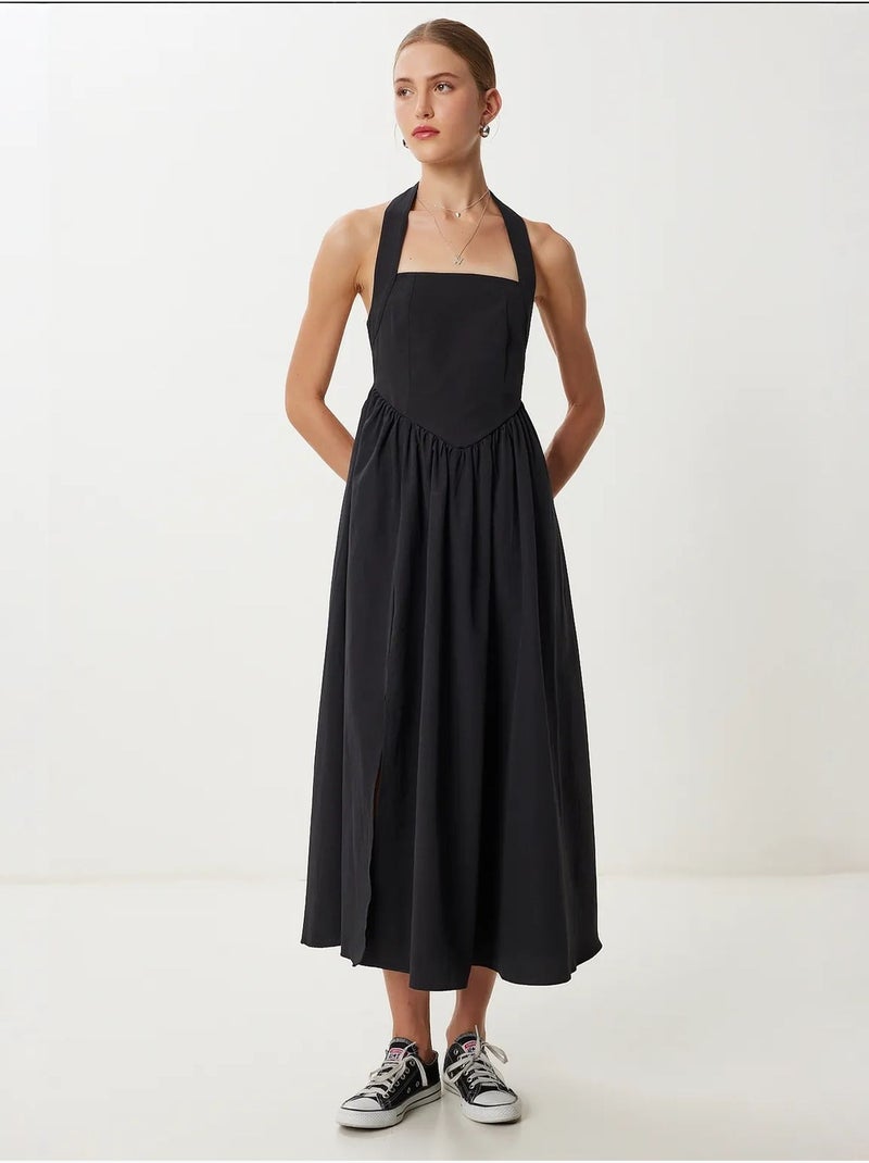 Abito midi slim fit con scollo quadrato istanbul Nero - Kiabi