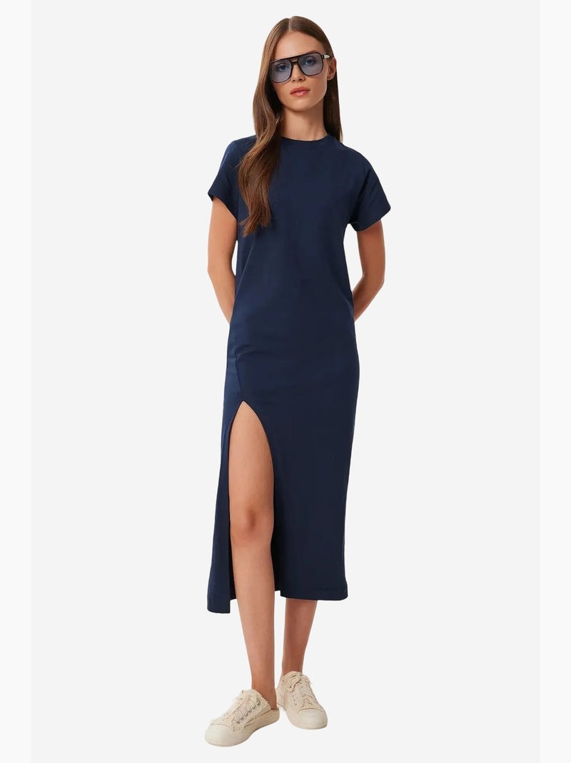Abito midi slim fit con spacco laterale istanbul Blu marino - Kiabi