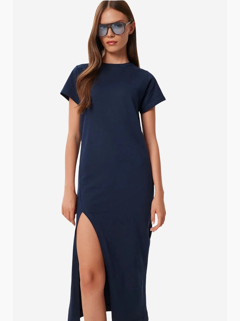 Abito midi slim fit con spacco laterale istanbul Blu marino - Kiabi