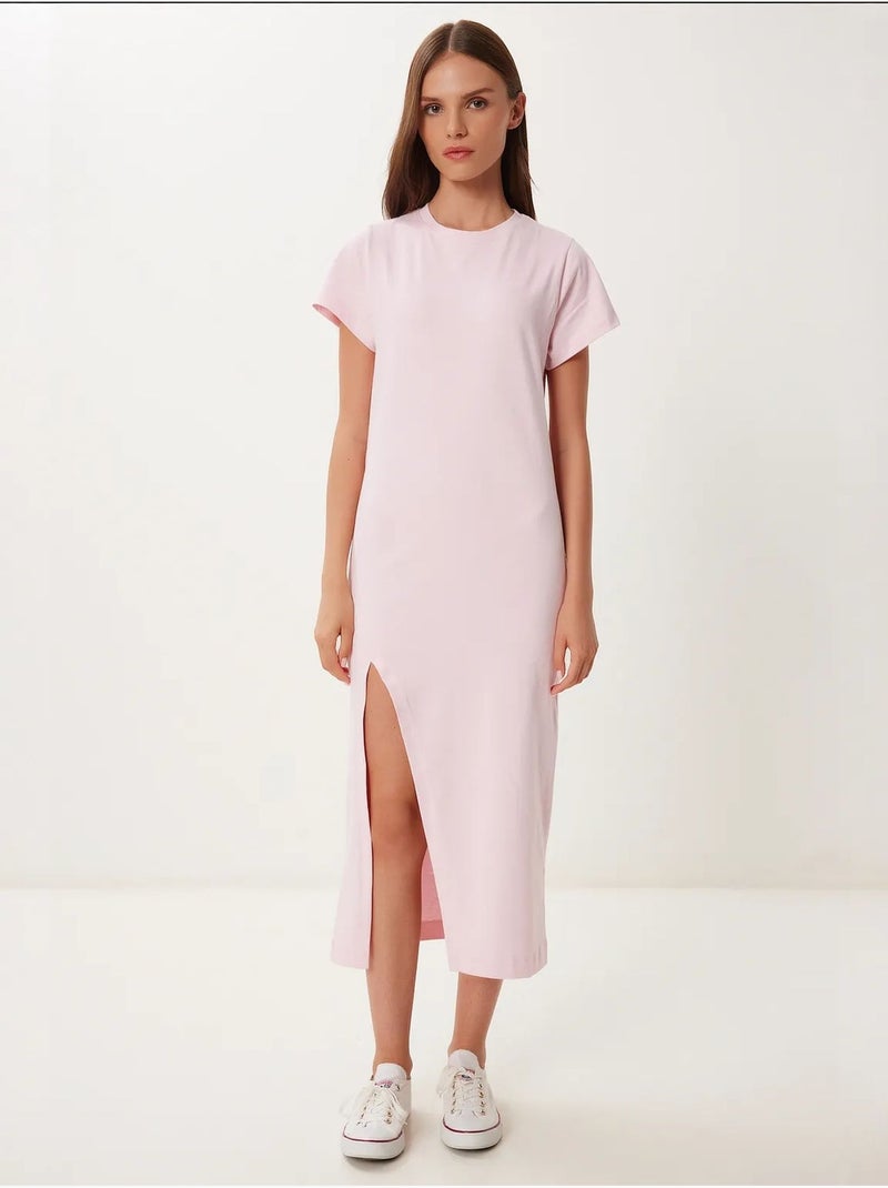 Abito midi slim fit con spacco laterale istanbul Rosa confetto - Kiabi