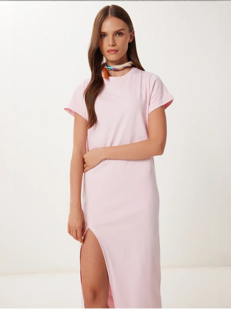 Abito midi slim fit con spacco laterale istanbul Rosa confetto - Kiabi