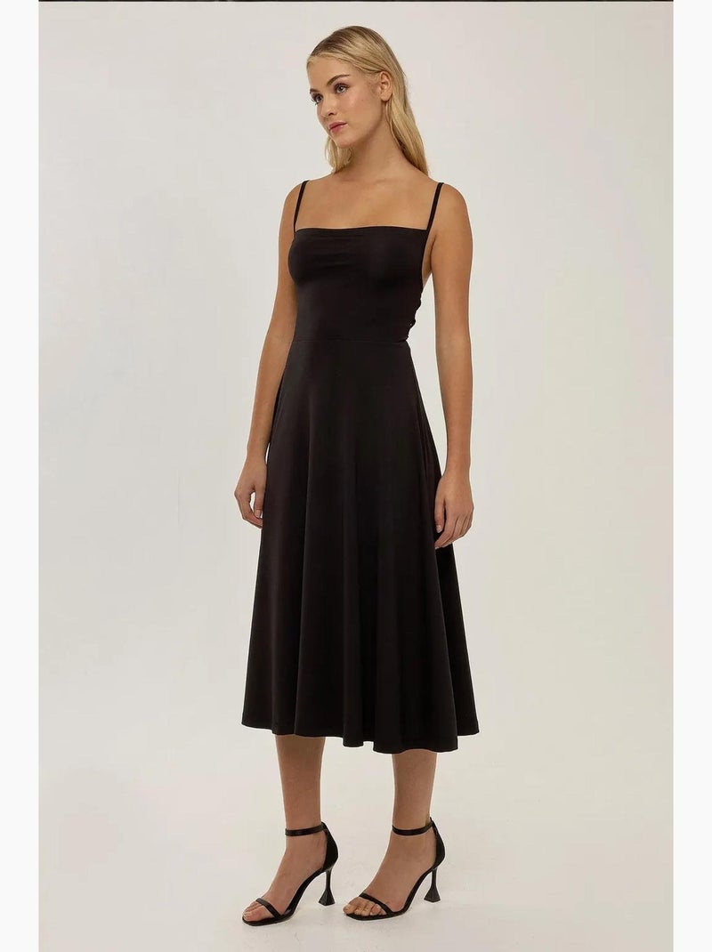 Abito midi svasato con spalline hiccup Nero - Kiabi