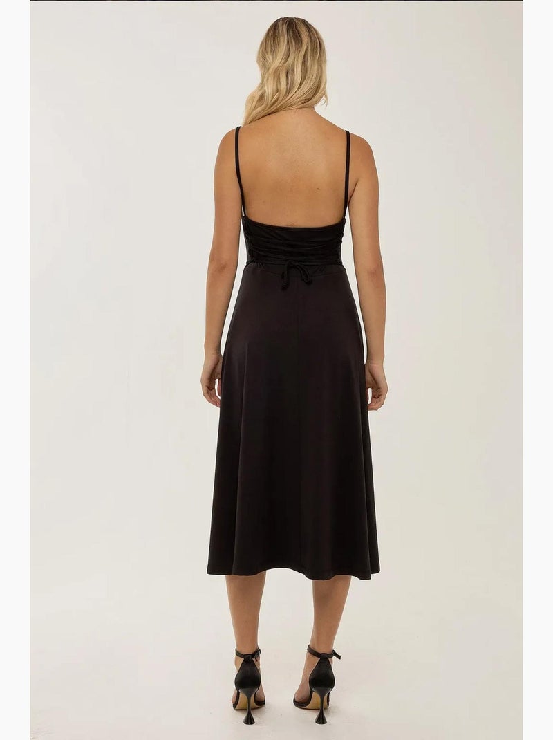 Abito midi svasato con spalline hiccup Nero - Kiabi