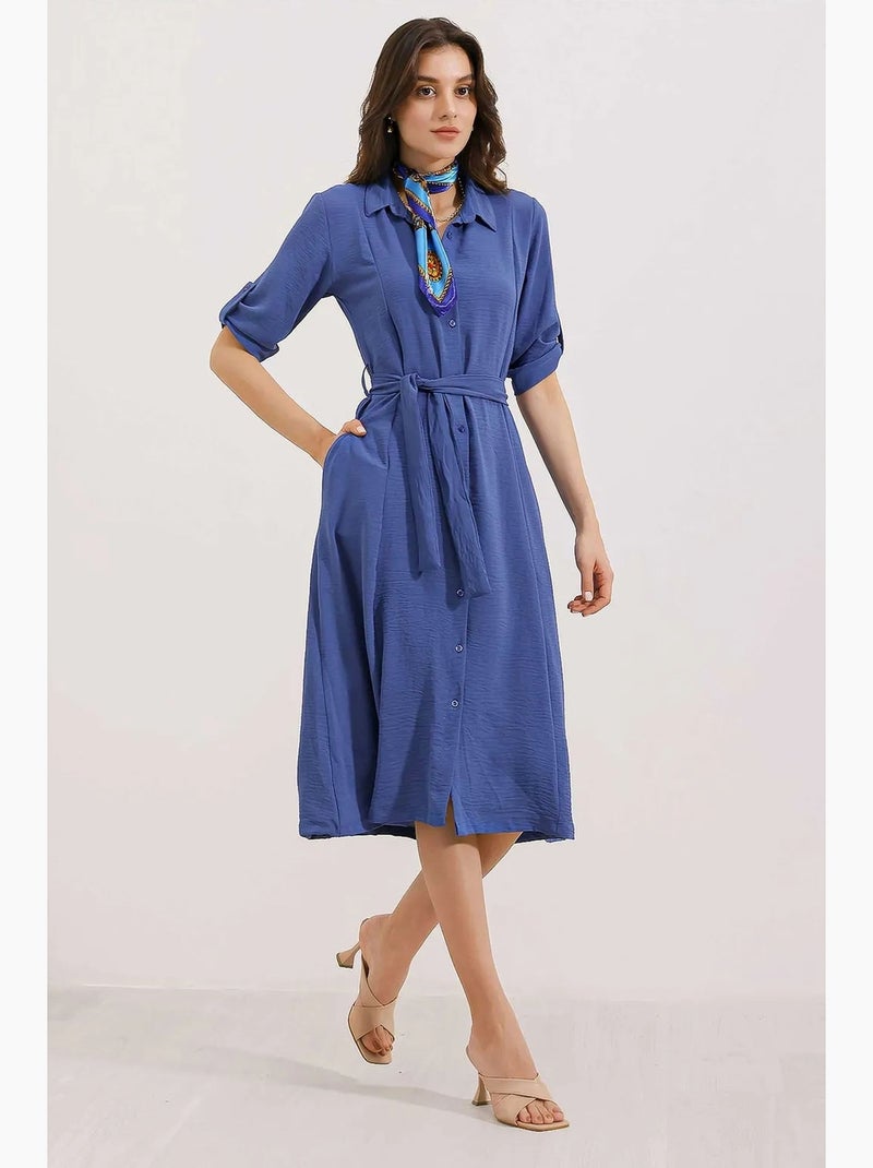 Abito midi testurizzato con fiocco bdart Blu - Kiabi
