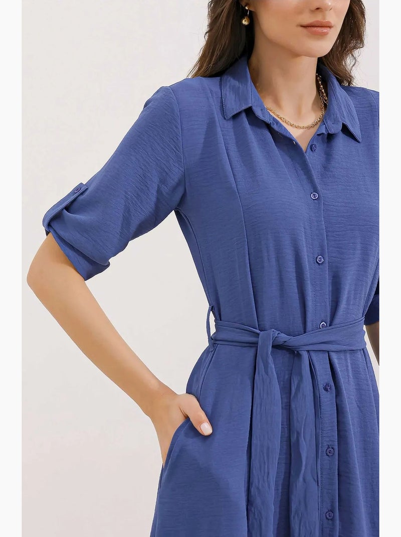 Abito midi testurizzato con fiocco bdart Blu - Kiabi