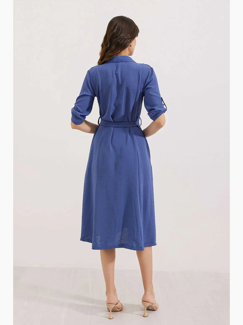 Abito midi testurizzato con fiocco bdart Blu - Kiabi
