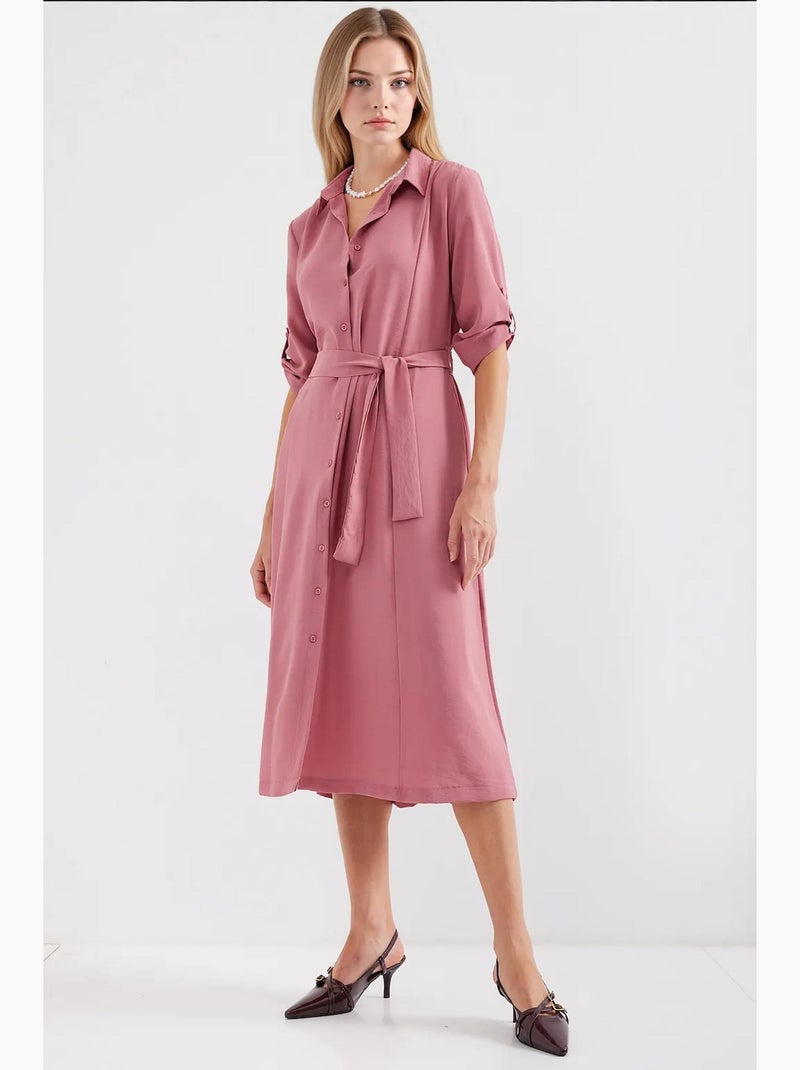 Abito midi testurizzato con fiocco bdart Rosa antico - Kiabi