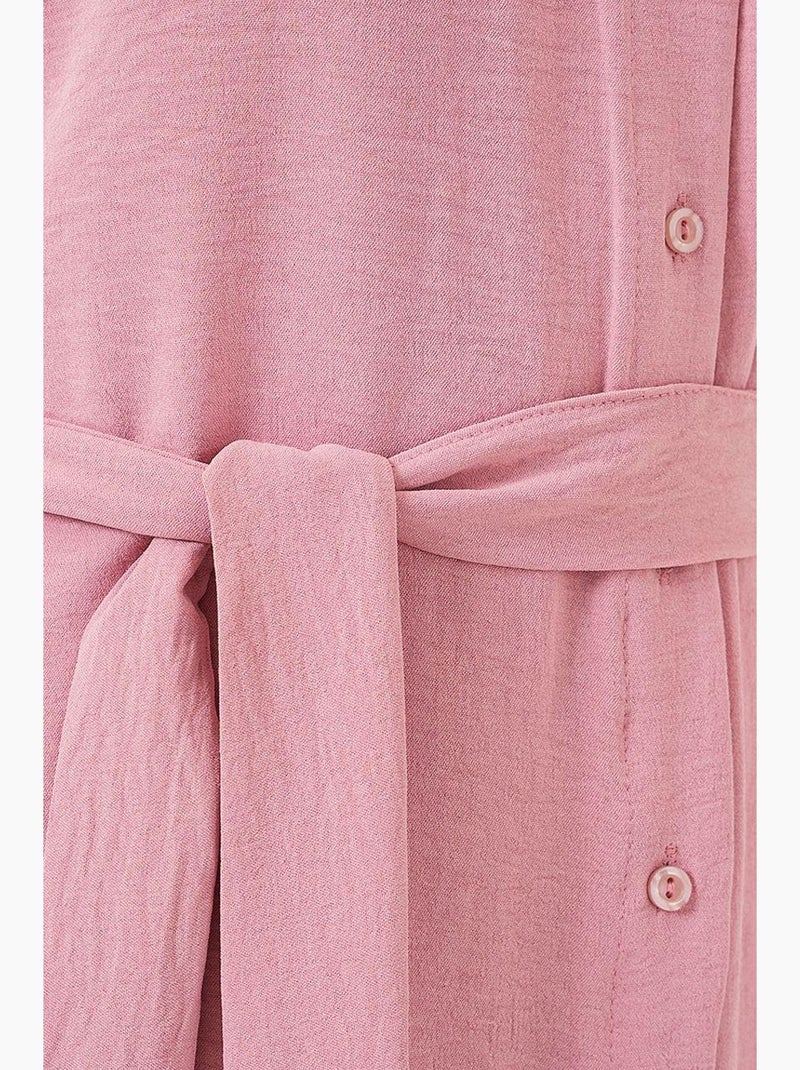 Abito midi testurizzato con scollo a v e chiusura con bottoni bdart Rosa pallido - Kiabi