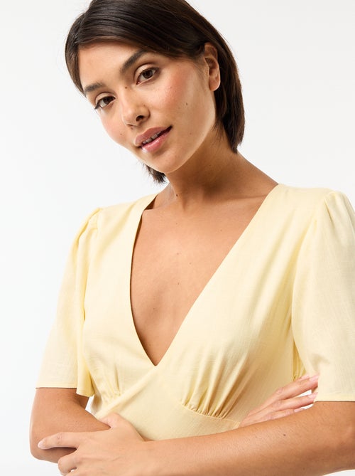 Abito midi tinta unita a maniche corte - Kiabi