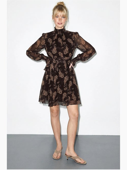 Abito mini a collo alto con stampa paisley e cintura lucci - Kiabi