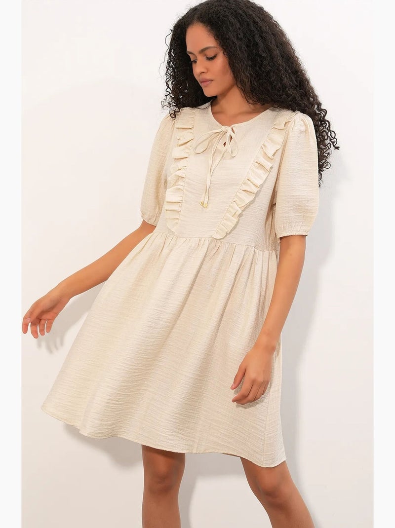 Abito mini a grembiule da donna a linea a bdart Crema - Kiabi
