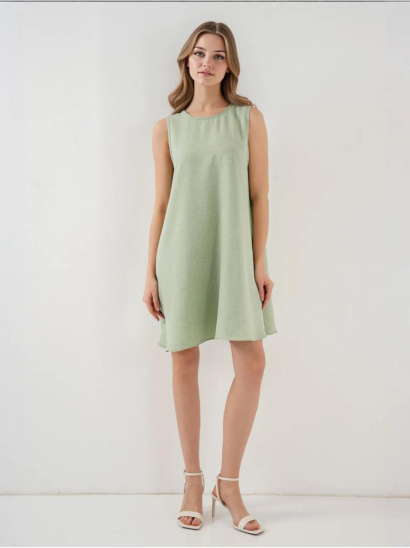 Abito mini a linea a in misto lino bdart Verde chiaro - Kiabi