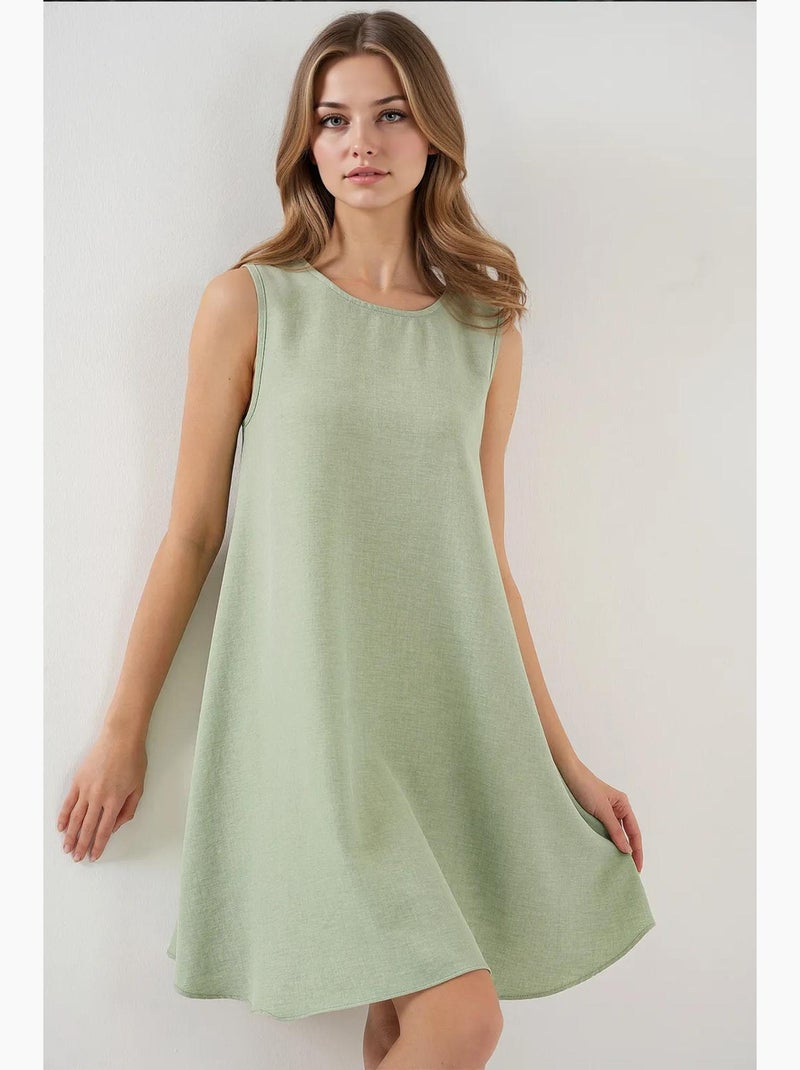 Abito mini a linea a in misto lino bdart Verde chiaro - Kiabi