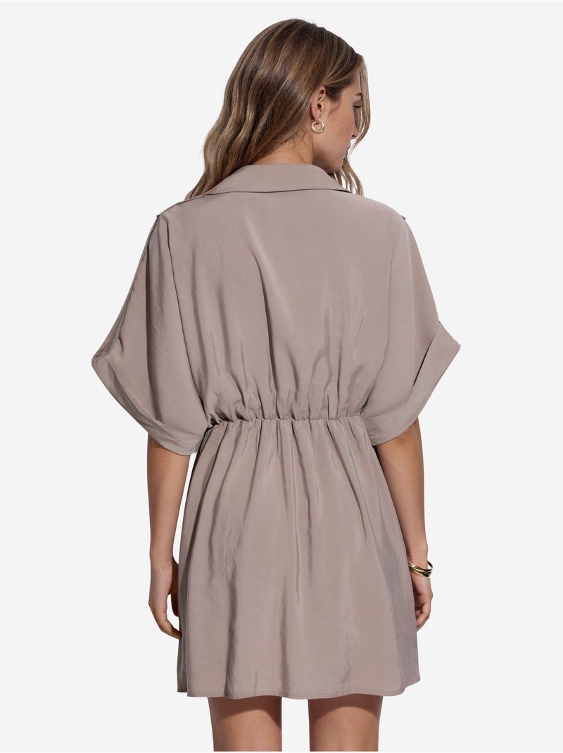 Abito mini a portafoglio testurizzato busem Beige argilla - Kiabi