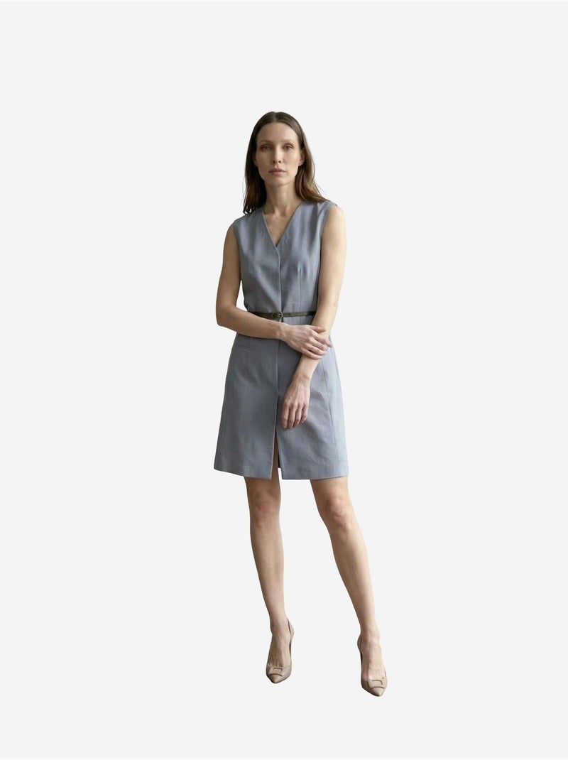 Abito mini a tunica senza maniche con scollo a v e cintura my fashion Blu zaffiro - Kiabi