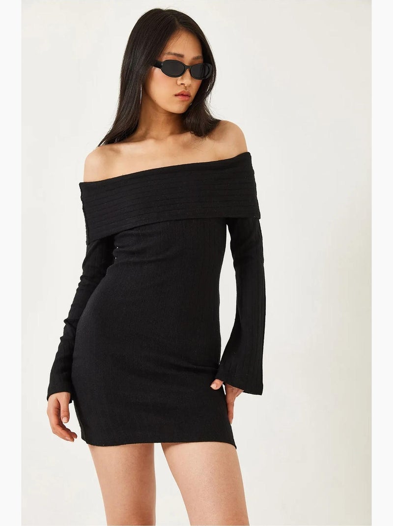 Abito mini bardot aderente lucci Nero - Kiabi