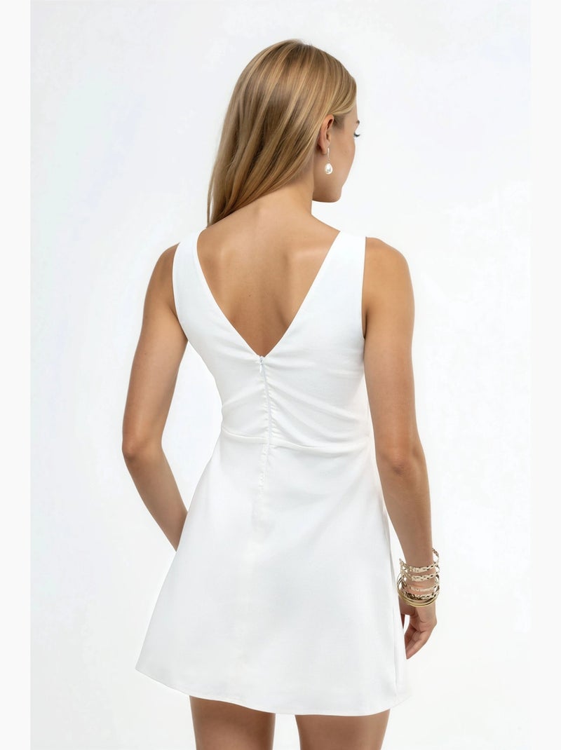 Abito mini bianco con scollo a barca hiccup Bianco sporco - Kiabi