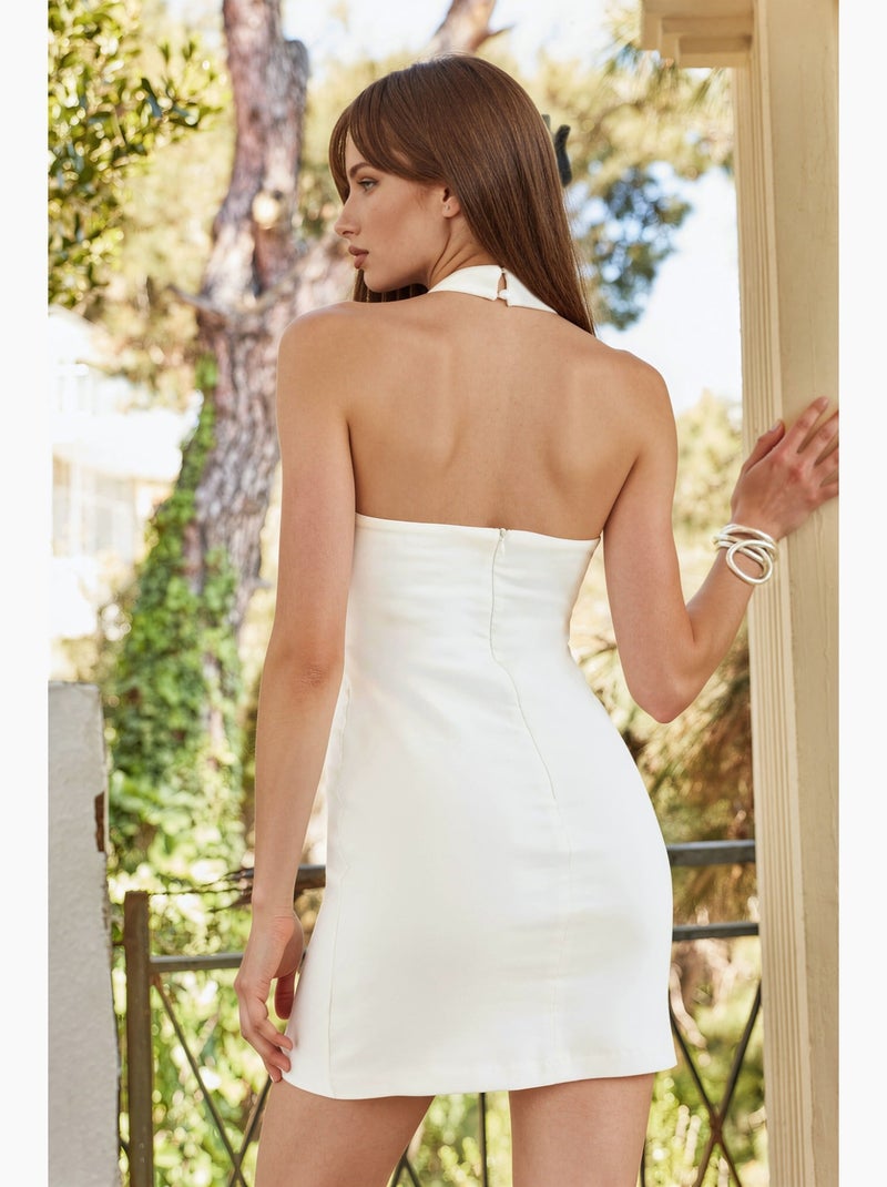 Abito mini bodycon con collo all'americana hiccup Bianco - Kiabi