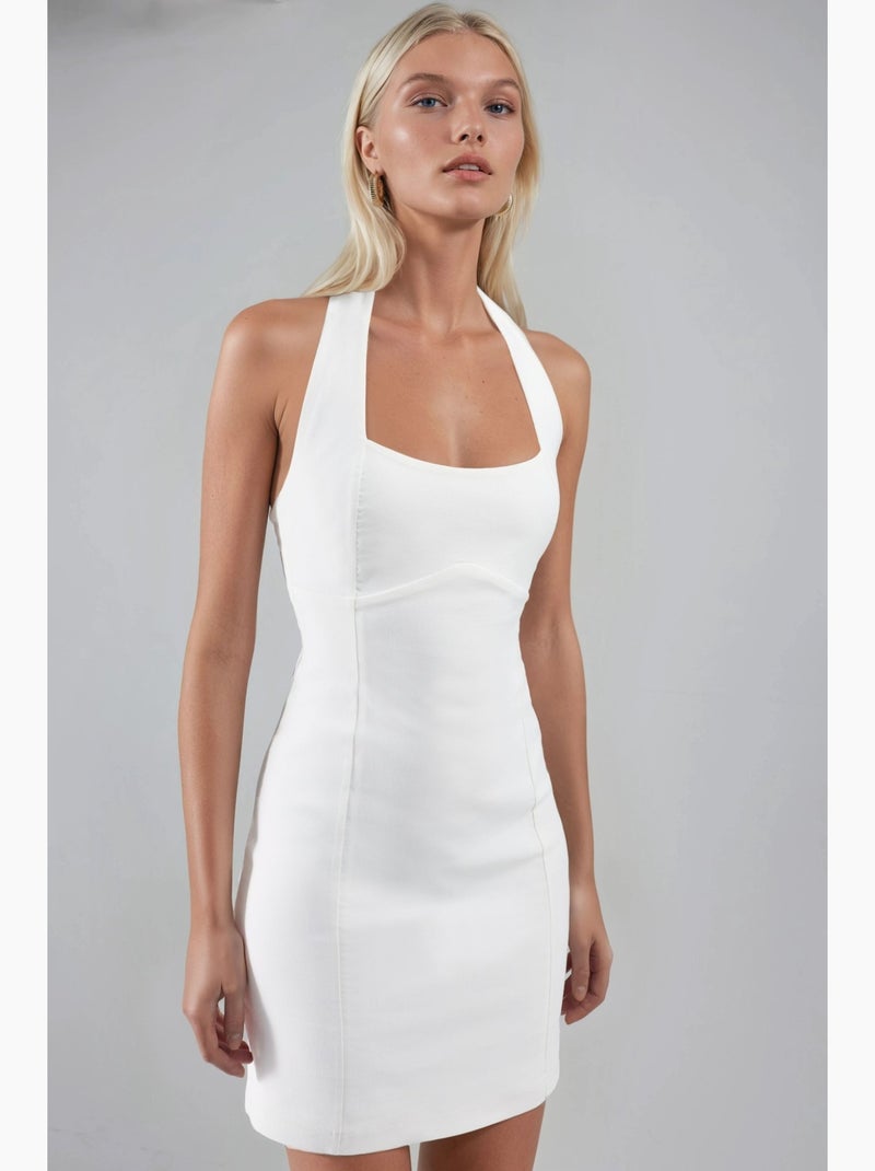 Abito mini bodycon con collo all'americana hiccup Bianco - Kiabi