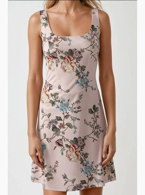 Abito mini bodycon con scollo quadrato e stampa floreale hiccup - Kiabi Abito mini bodycon con scollo quadrato e stampa floreale hiccup - Kiabi