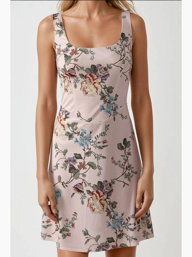 Abito mini bodycon con scollo quadrato e stampa floreale hiccup Rosa - Kiabi