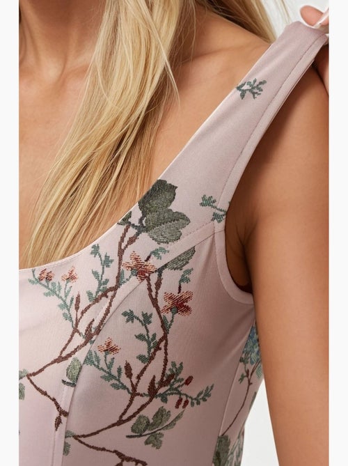 Abito mini bodycon con scollo quadrato e stampa floreale hiccup - Kiabi Abito mini bodycon con scollo quadrato e stampa floreale hiccup - Kiabi