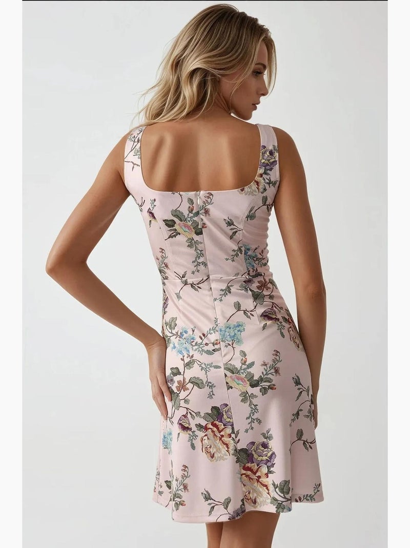 Abito mini bodycon con scollo quadrato e stampa floreale hiccup Rosa - Kiabi