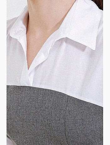 Abito mini color block con colletto a camicia e maniche lunghe bdart