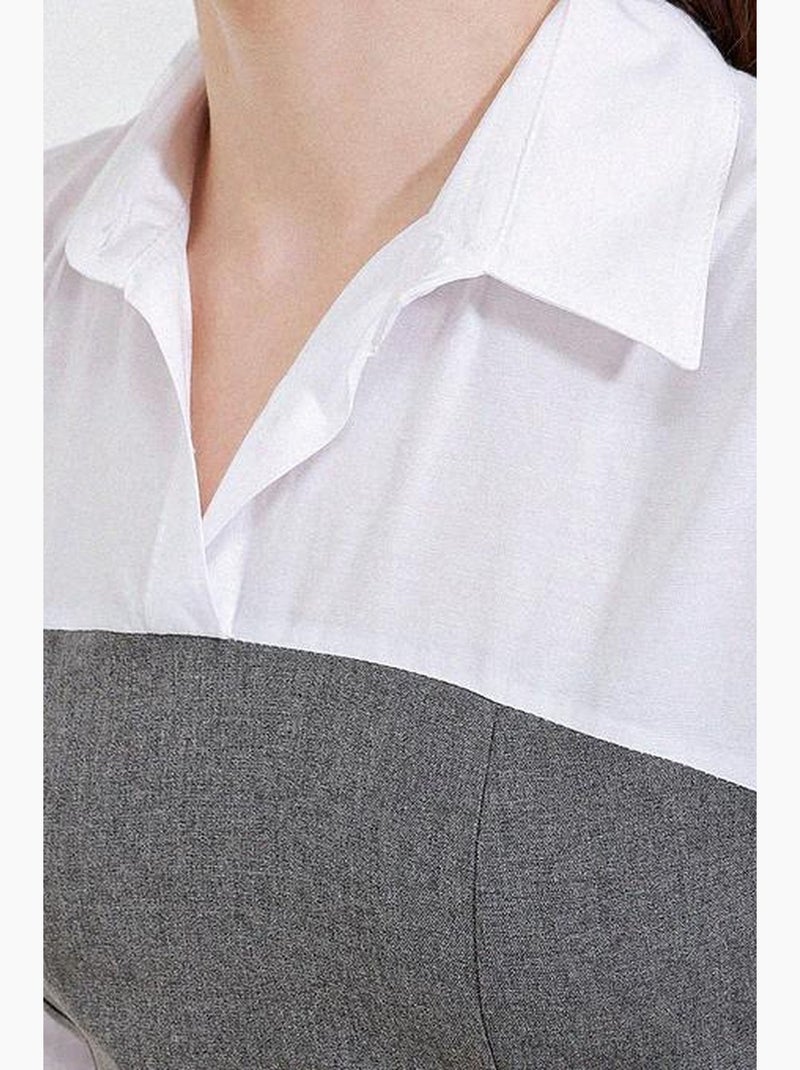 Abito mini color block con colletto a camicia e maniche lunghe bdart Grigio nero - Kiabi