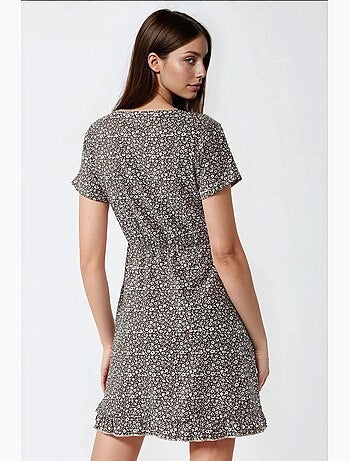 Abito mini con scollo a v e stampa floreale micro, hiccup