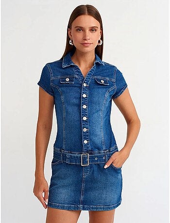 Abito mini in denim con cintura dilvin