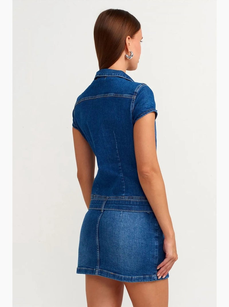 Abito mini in denim con cintura dilvin Blu zaffiro - Kiabi