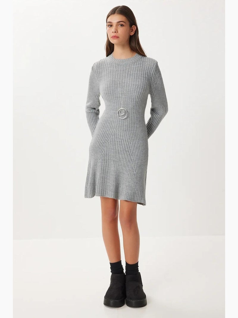 Abito mini in maglia a coste a linea a istanbul Grigio - Kiabi