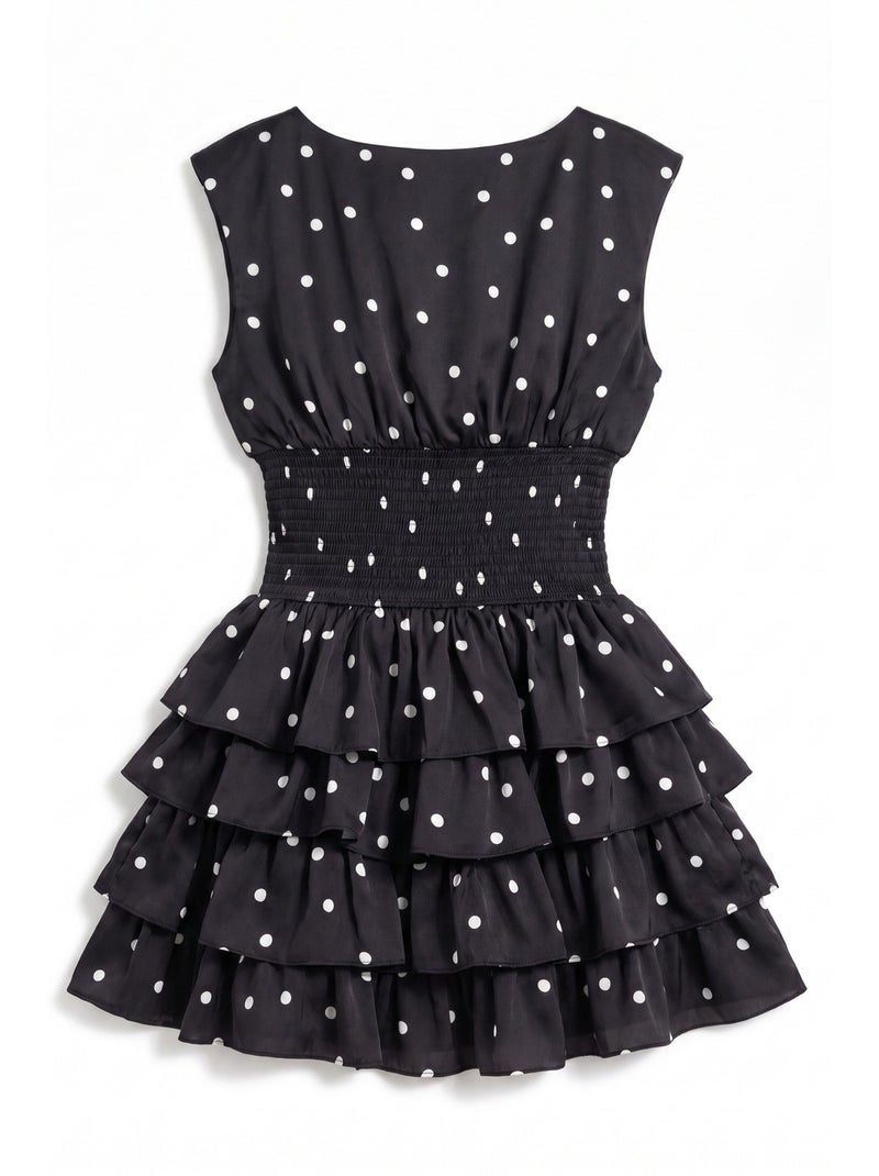 Abito mini in raso a pois hiccup Nero Bianco - Kiabi