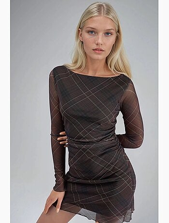 Abito mini in tulle a quadri busem