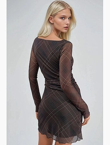 Abito mini in tulle a quadri busem