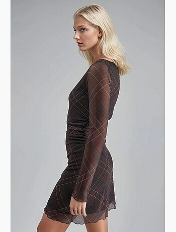Abito mini in tulle a quadri busem