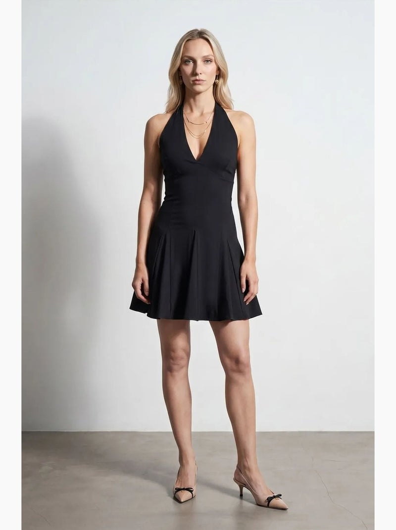 Abito mini skater con scollo all’americana dilvin Nero - Kiabi