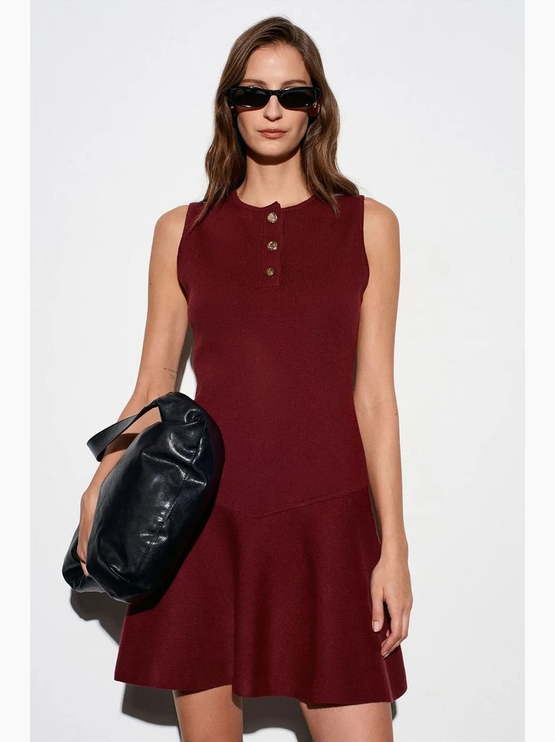 Abito mini skater in maglia senza maniche e senza cuciture dilvin Rosso bordeaux - Kiabi
