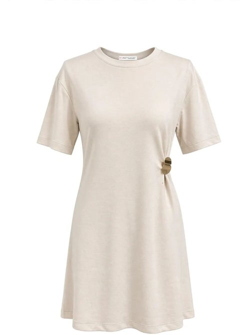 Abito mini t-shirt con girocollo e accessorio in pietra mixray - Kiabi Abito mini t-shirt con girocollo e accessorio in pietra mixray - Kiabi