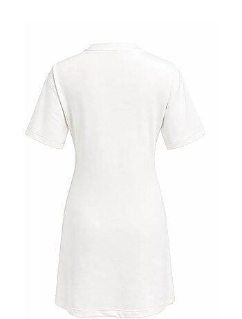 Abito mini t-shirt con girocollo e accessorio in pietra mixray