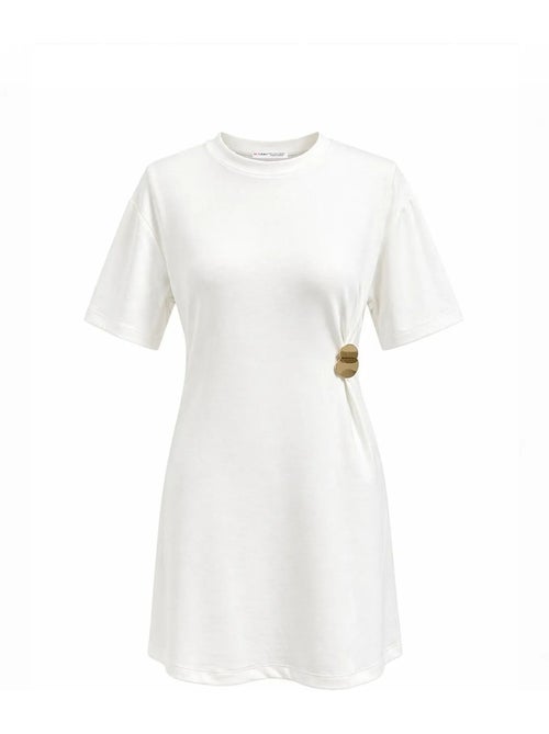 Abito mini t-shirt con girocollo e accessorio in pietra mixray - Kiabi Abito mini t-shirt con girocollo e accessorio in pietra mixray - Kiabi