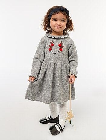 Abito natalizio con colletto a volant