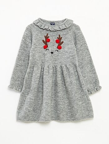 Abito natalizio con colletto a volant